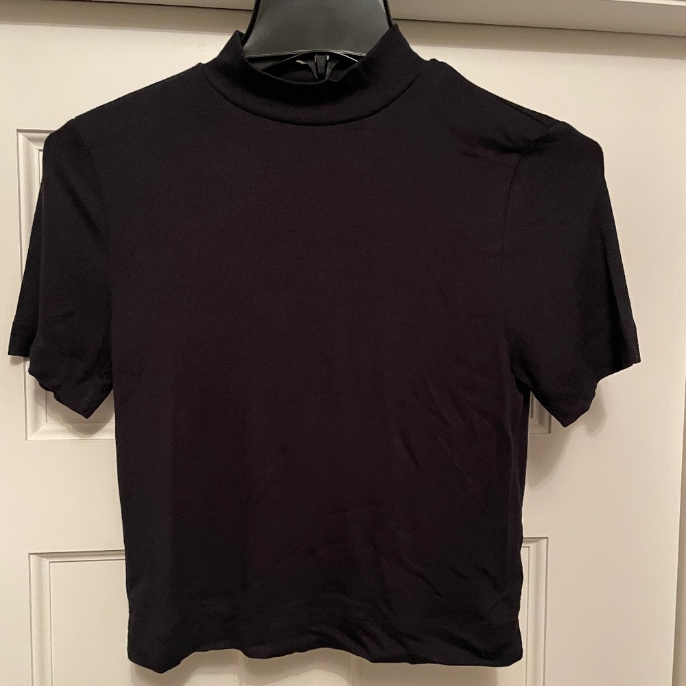 Aritzia Babaton Black Formarib Mockneck T-shirt - Size Medium